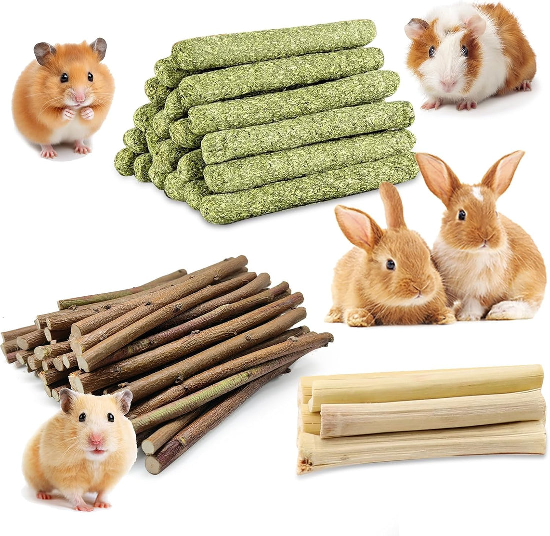 WDEFUN 500g Organic Apple Sticks Small Animals Molar Wood Treats Toys