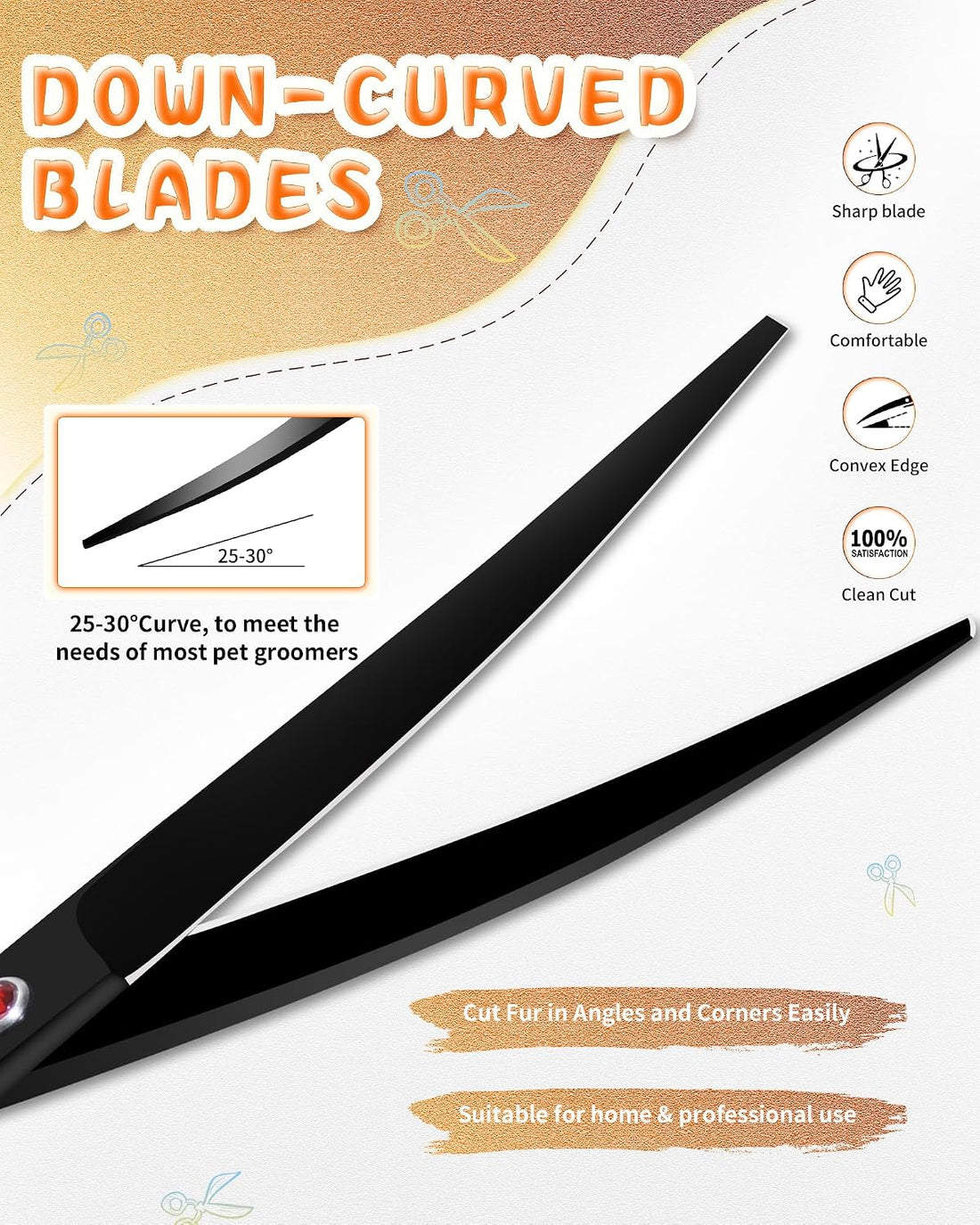Hucholite Dog Grooming Scissors, Curved Scissors for Dog Grooming