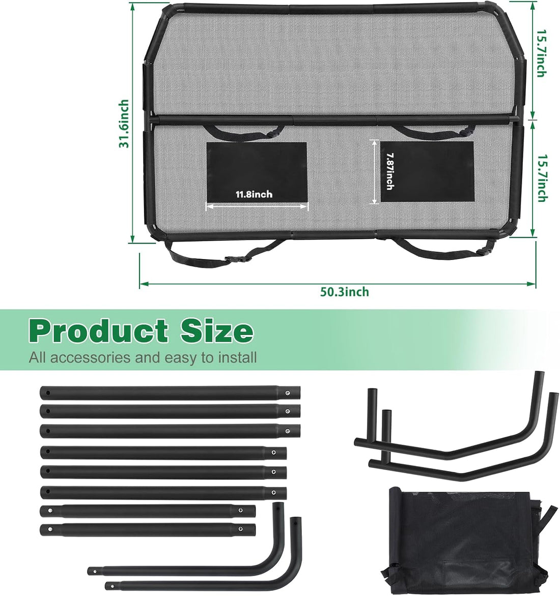 Dog Car Barrier for SUVs, 50" Wide Car Divider with See-Through Net