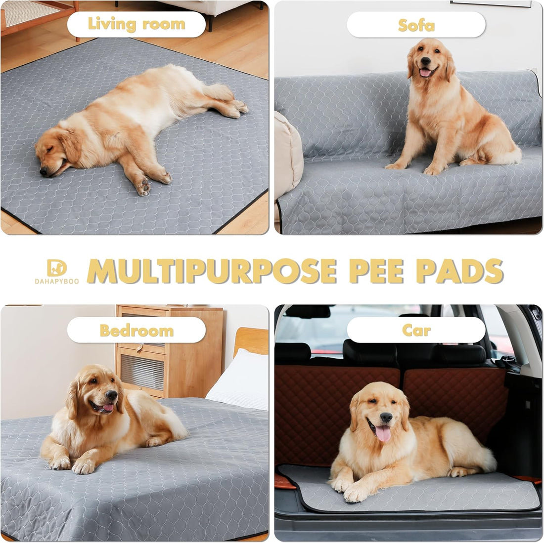 DAHAPYBOO Extra Large Washable Pee Pads for Dogs 36x72,4 Pack
