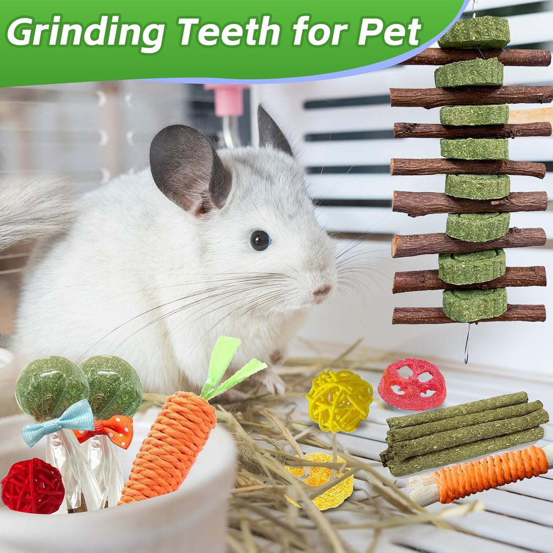 WDEFUN 21PCS Rabbit Chew Toys for Teeth Grinding