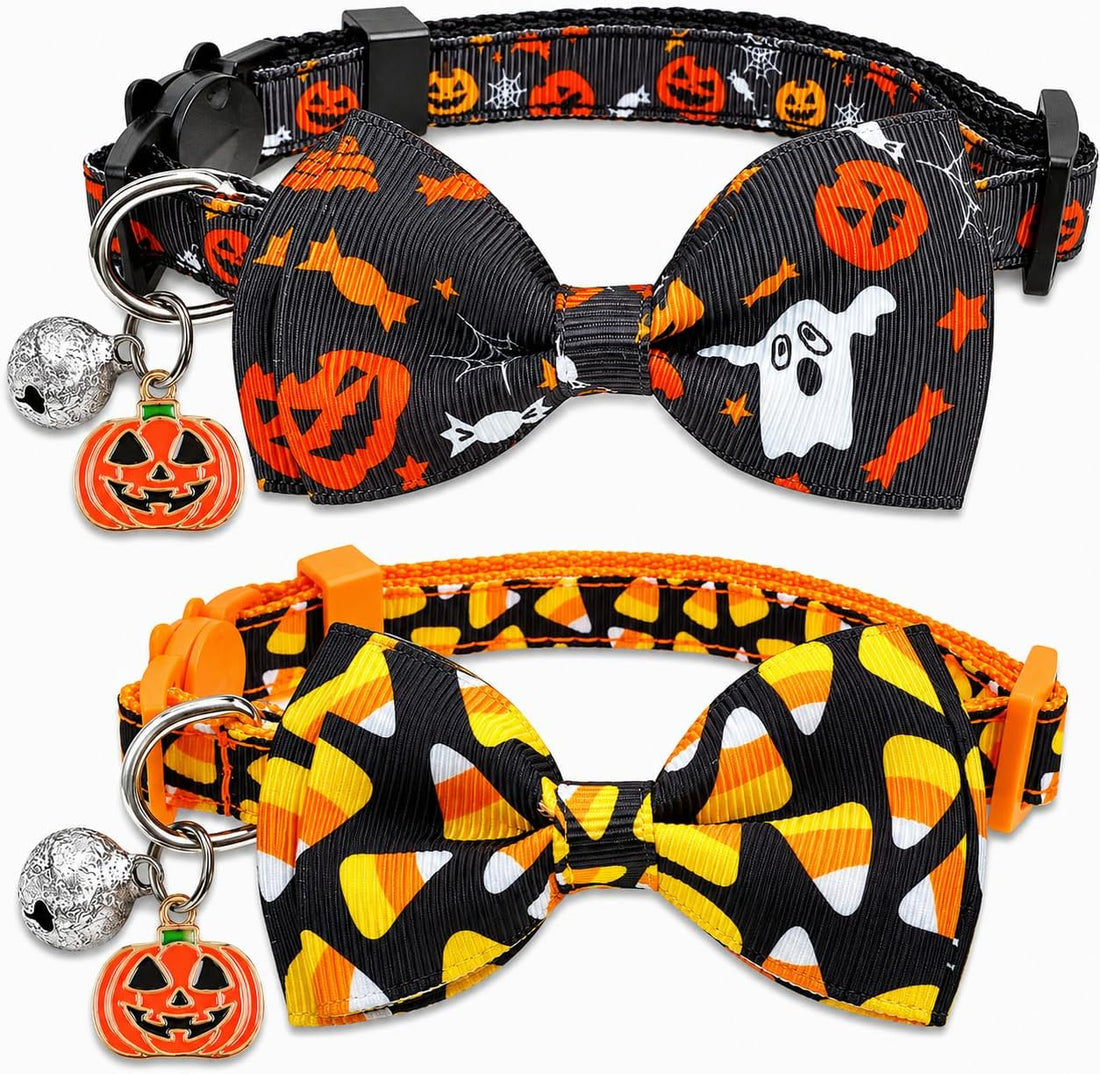 2 Pack Halloween Cat Collars with Bells, Breakaway