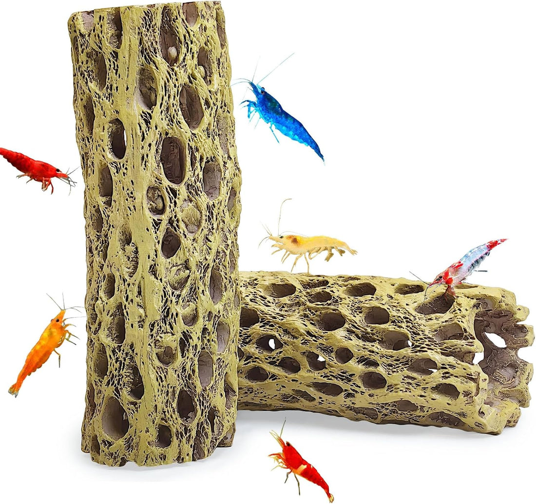 kathson 6" Resin Cholla Wood, Aquarium Shrimp Hideout (3PCS)