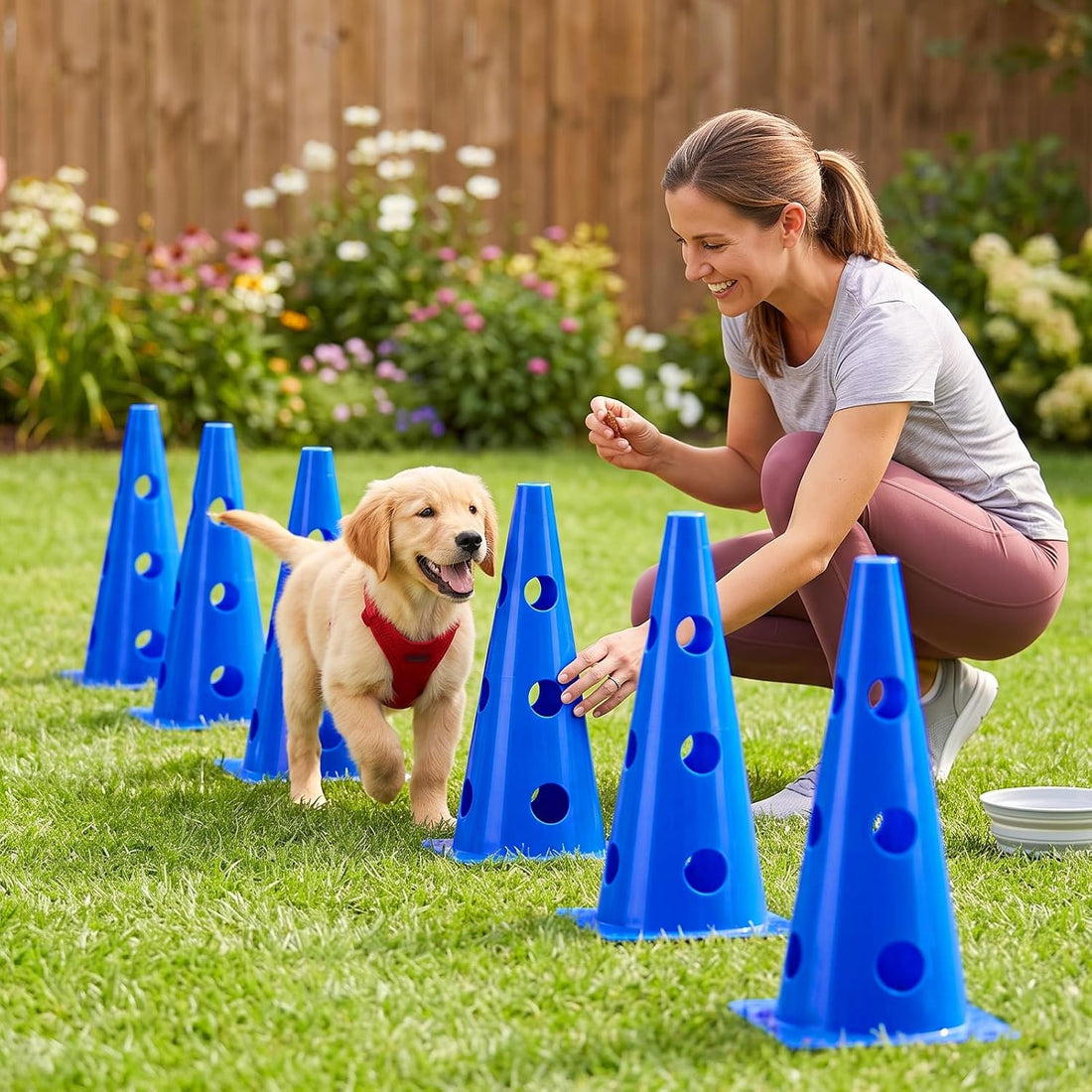 Dog Agility Course Backyard Set, 12 Cones & 6 Poles