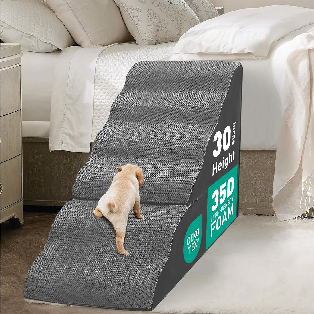 MALOROY Dog Stairs for High Beds 30-36 inches Tall