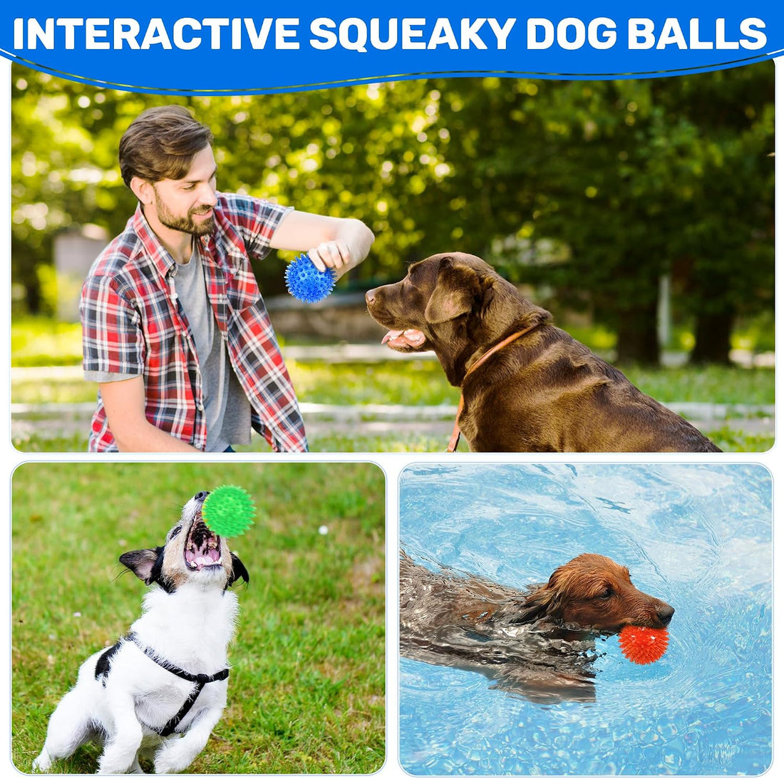 Ousiya 6 Pack 2.5" Light Up Squeaky Dog Balls