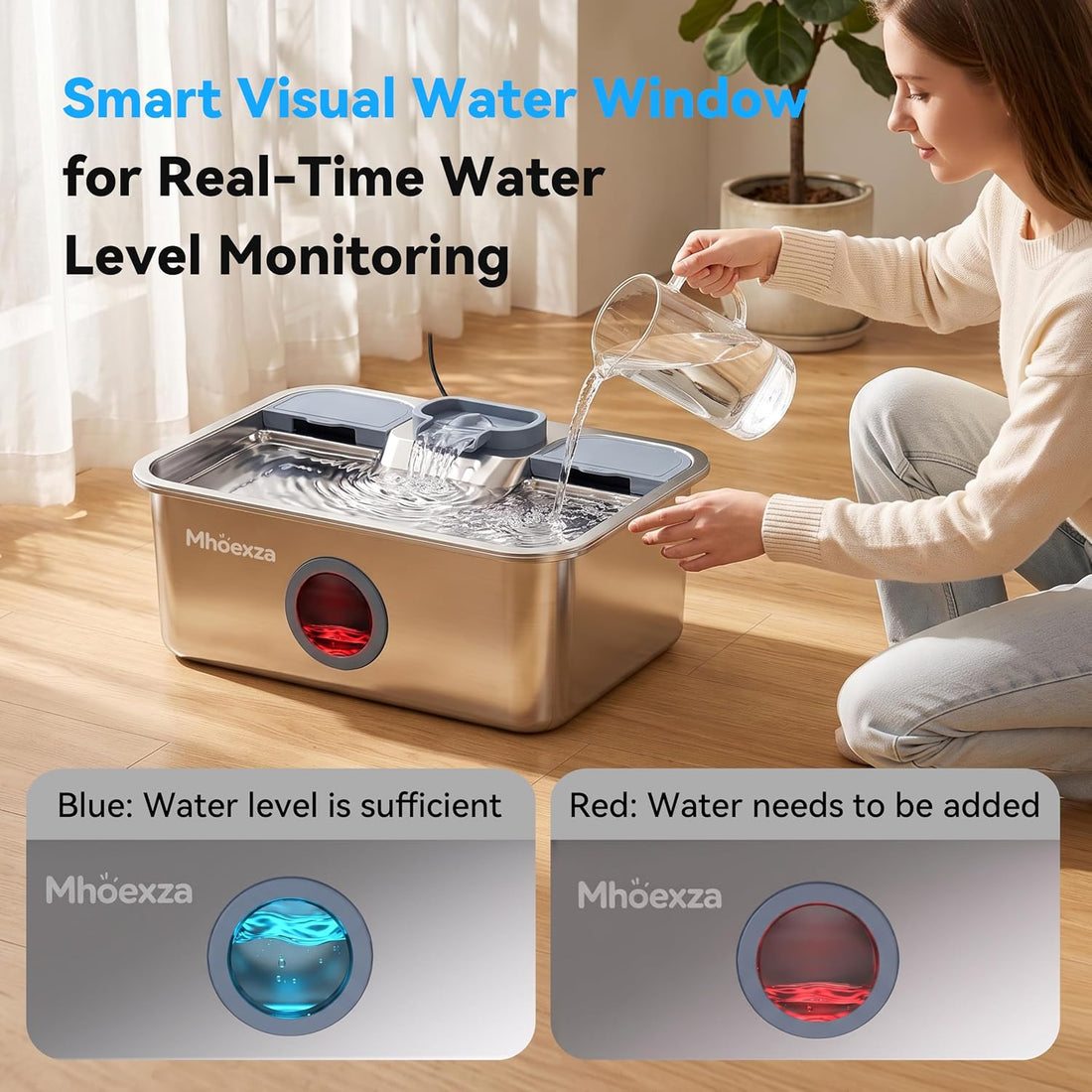 16L/541oz Stainless Dog Water Fountain with Dual‑Set Multi‑Layer