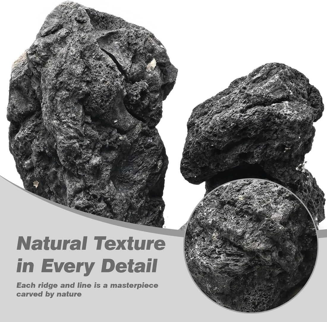 Black Lava Rock 5lb Natural Volcanic Stone for Fish Tank,3 Pcs 4-6 in