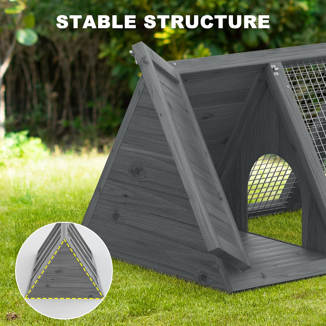 Small Chicken Coop, Wooden Rabbit Hutch Outdoor(Modern Grey)