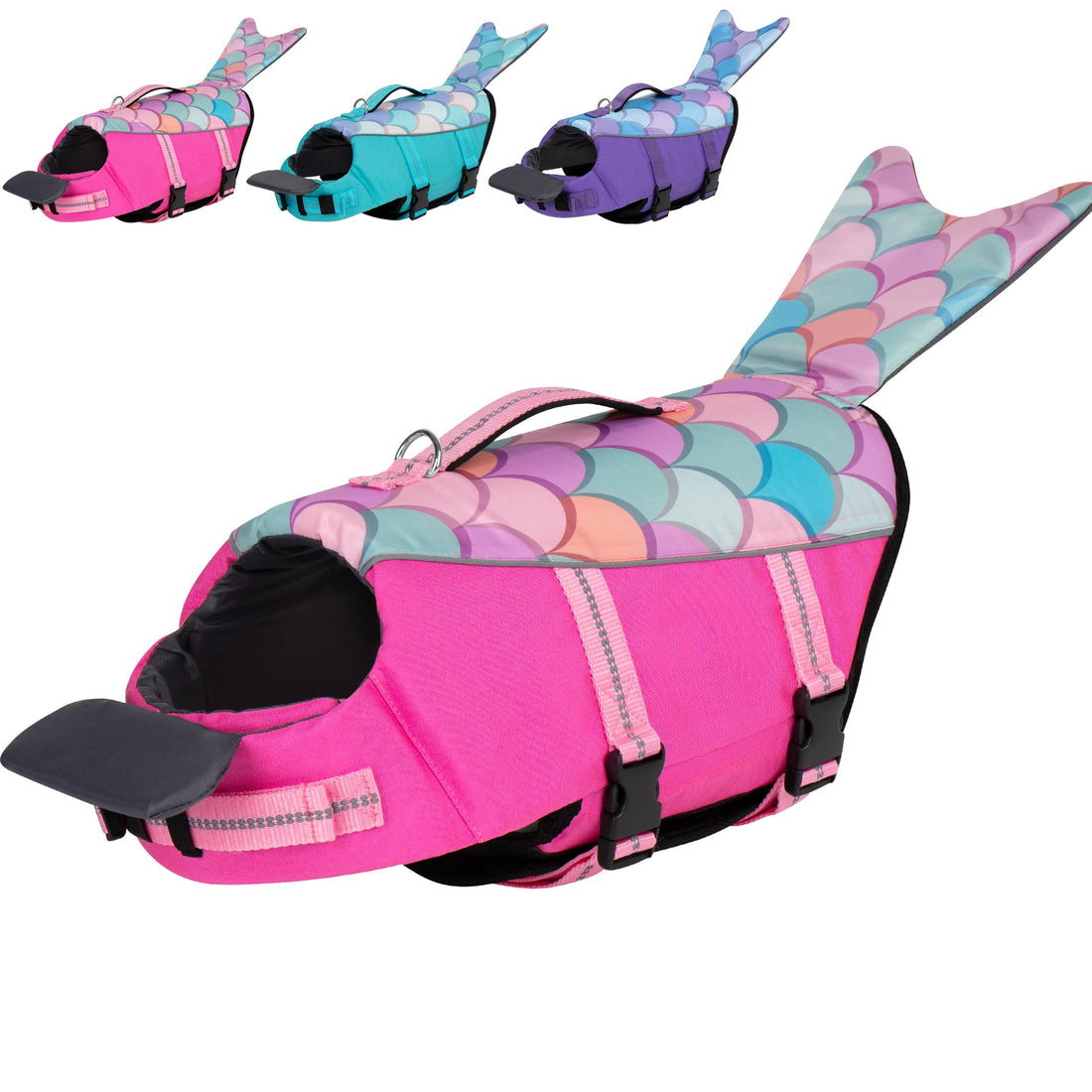 cyeollo Dog Life Jacket Reflective Mermaid Dog Life Vest for Swimming
