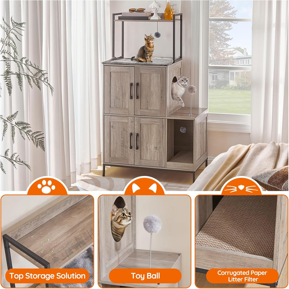 HOOBRO Cat Litter Box Enclosure Furniture