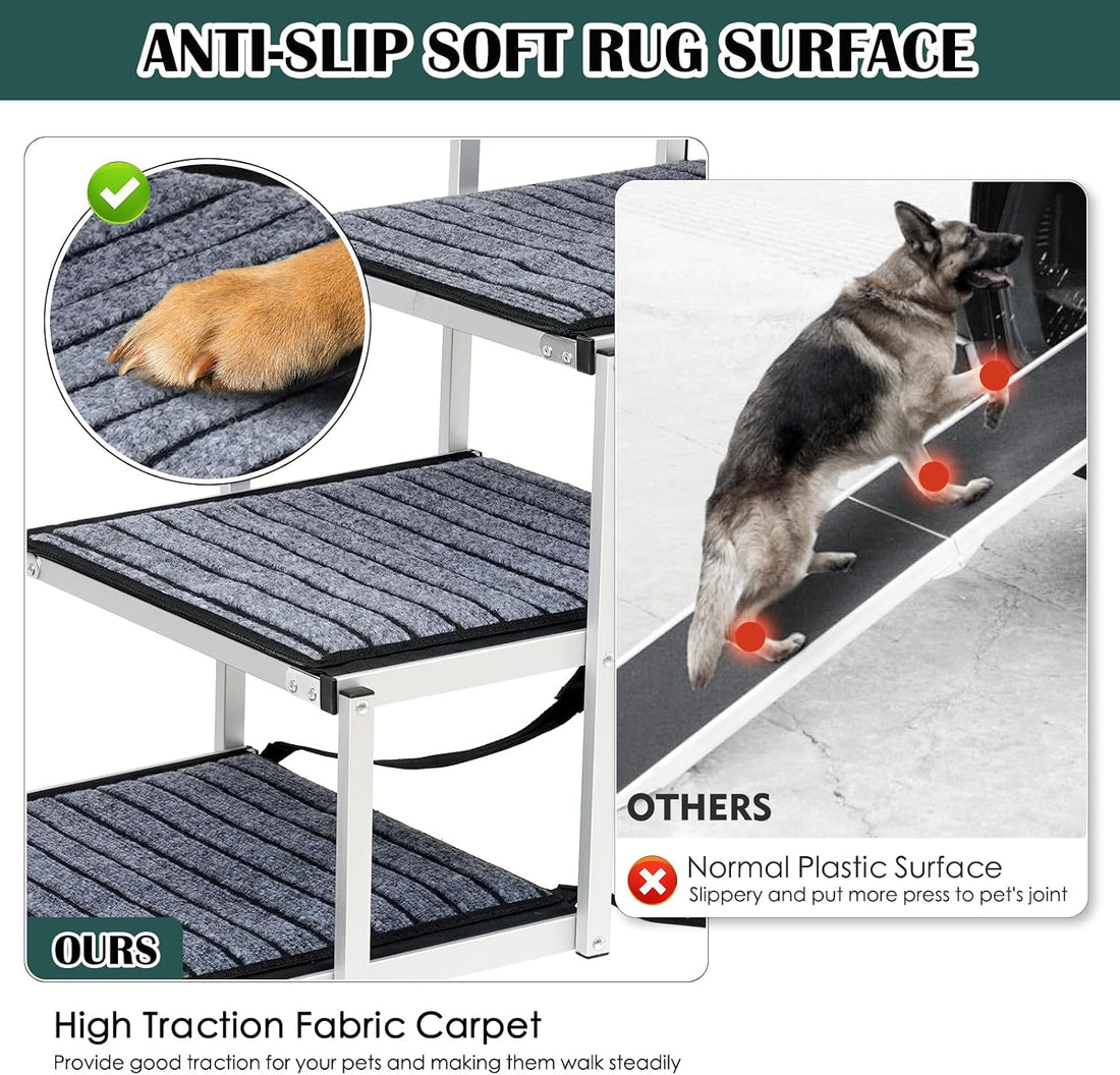 Joyrally Dog Steps for Car, Foldable 4-Step Stairs for SUVs and Trucks