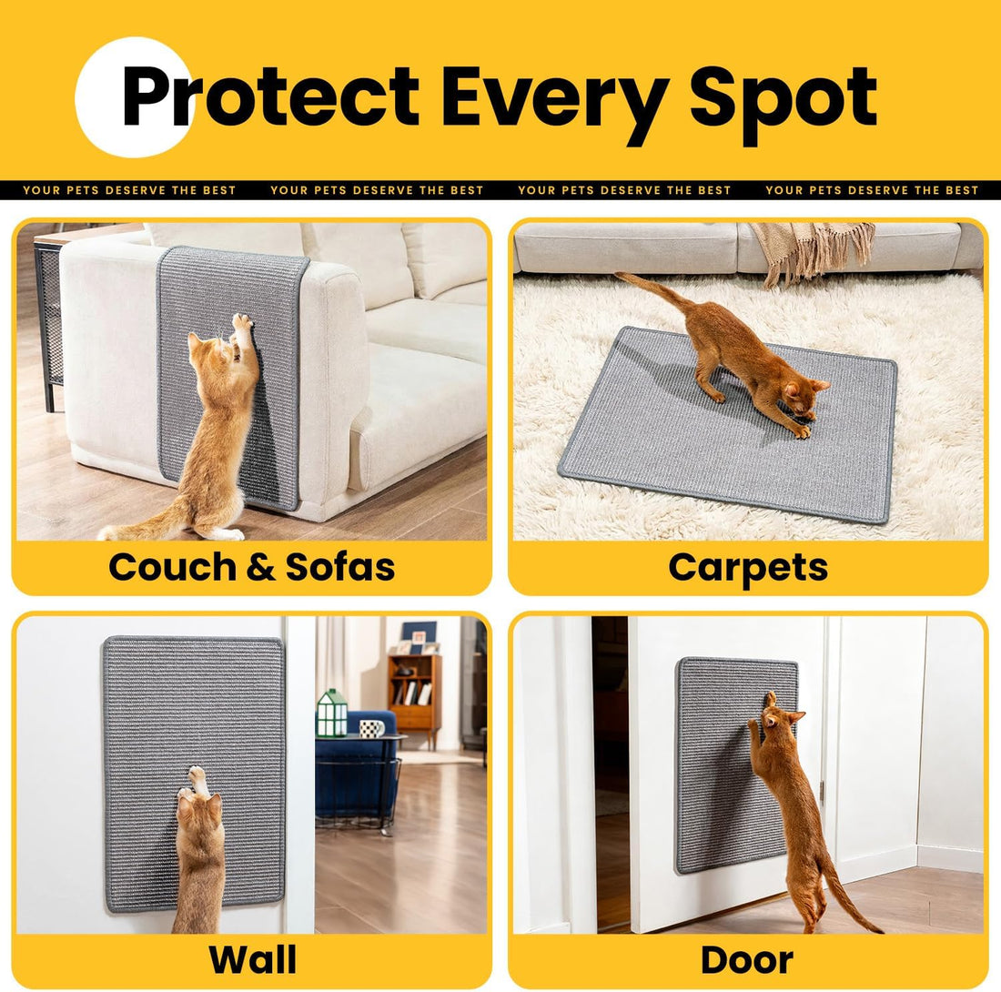 Conlun Cat Scratcher Mat,Natural Sisal Cat Scratch Pad,Horizontal