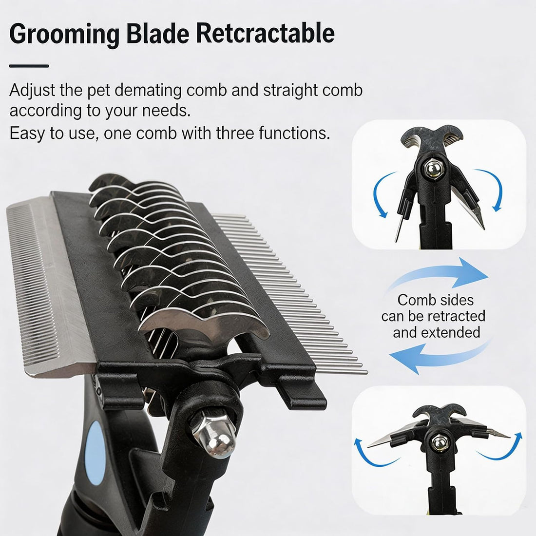 3-in-1 Pet Grooming Tool Dematting Comb Undercoat Rake Deshedding