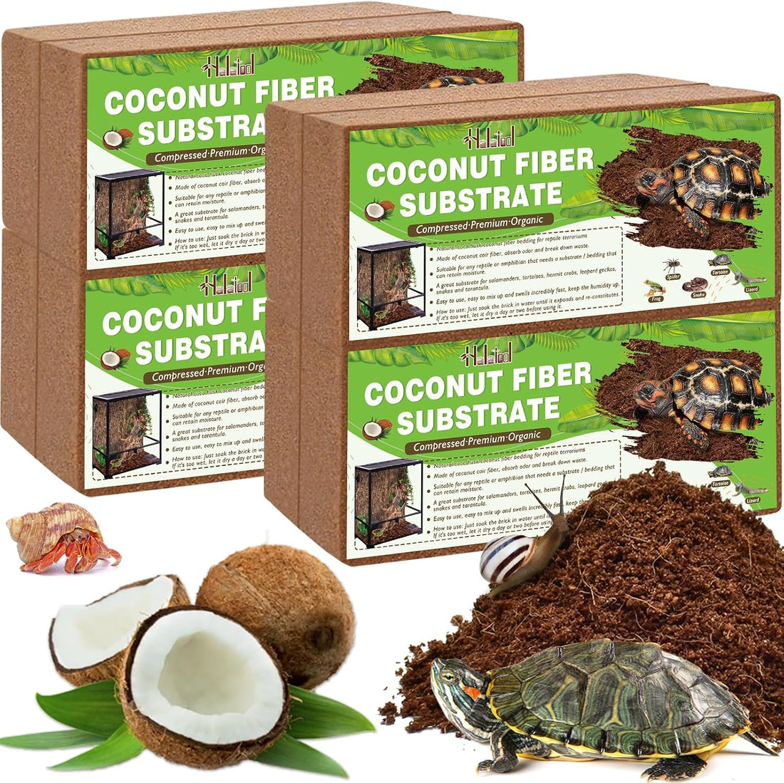 Halatool 2 Pack Compressed Coconut Fiber Substrate for Reptiles