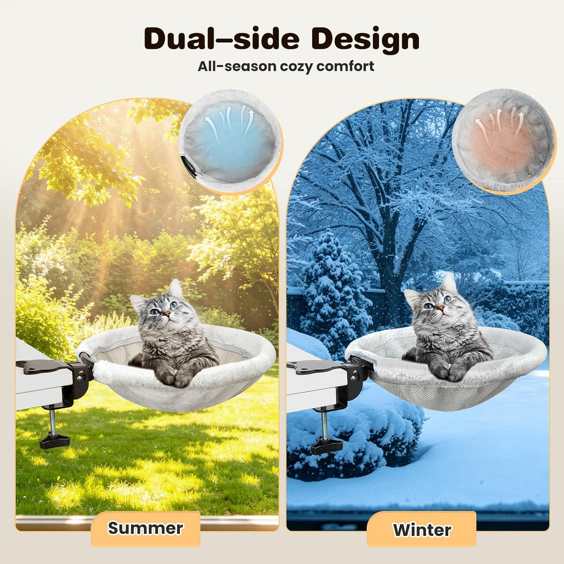 Cat Desk Bed, One-Click Foldable Cat Bed for Desk Hammock Up to 40 Lbs