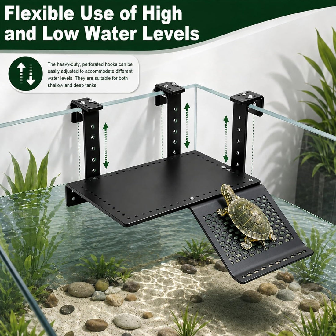 Hanging Turtle Basking Platform with Ramp & Artificial Grass Floating