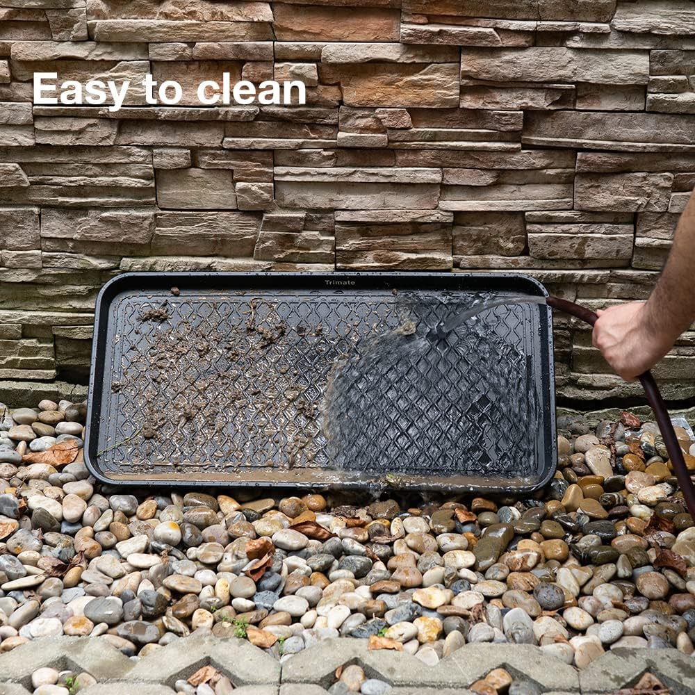 Boot Tray Black, 40x20 in - Waterproof Shoe Mat, Recycled Material