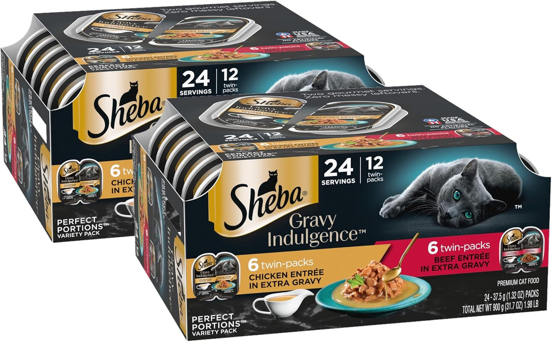 Sheba Gravy Indulgence Wet Cat Food, Variety Pack, 2.6 oz, 12 Count