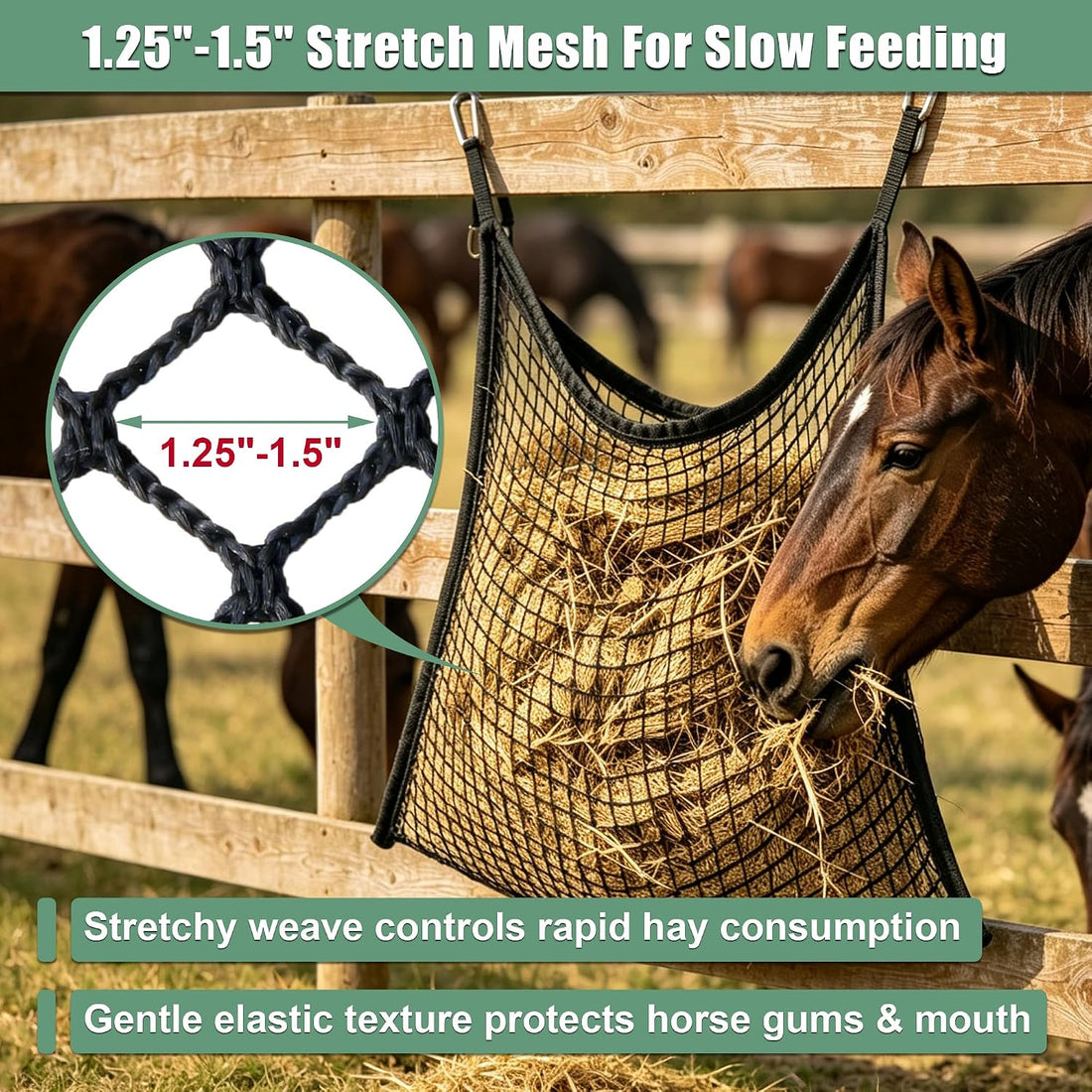 2pcs Slow Feed Hay Nets for Horses, Hay Bags for Horse 35×31 Inch