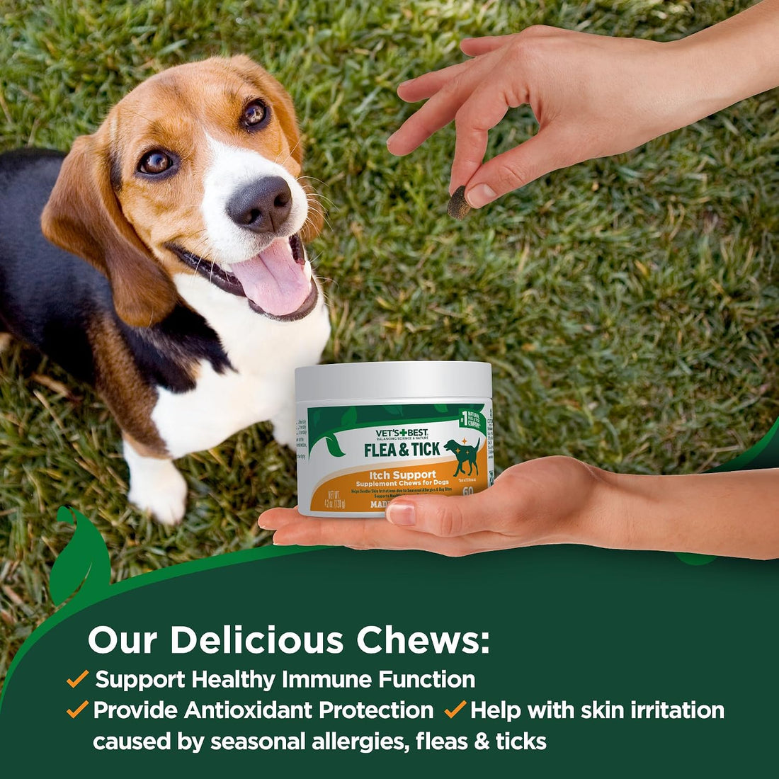 Vet's Best Flea & Tick Soft Chews for Dogs, Immune & Itch Support