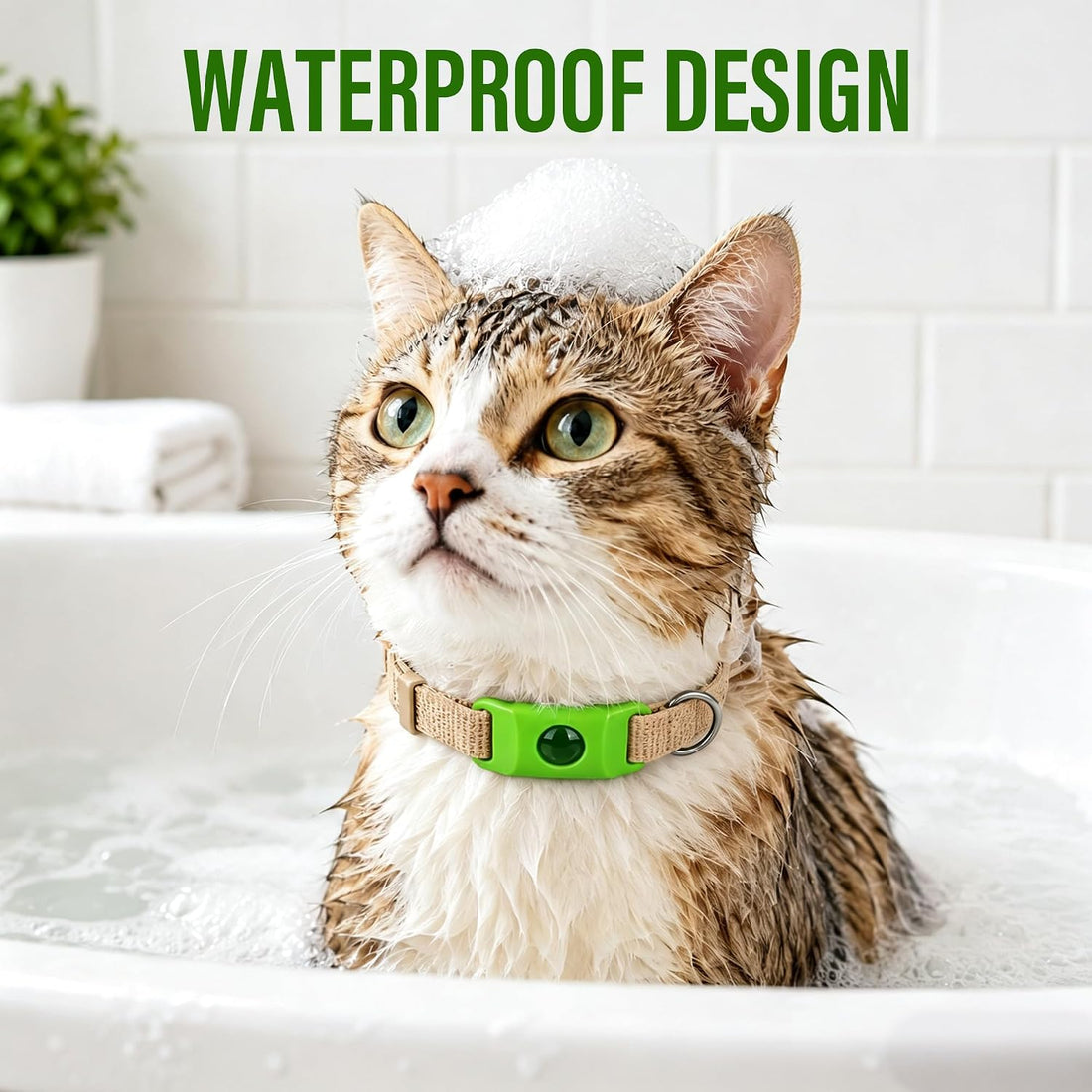 Natural Cat Tag for Flea & Tick Prevention, 1Pcs with 3Refill,Green