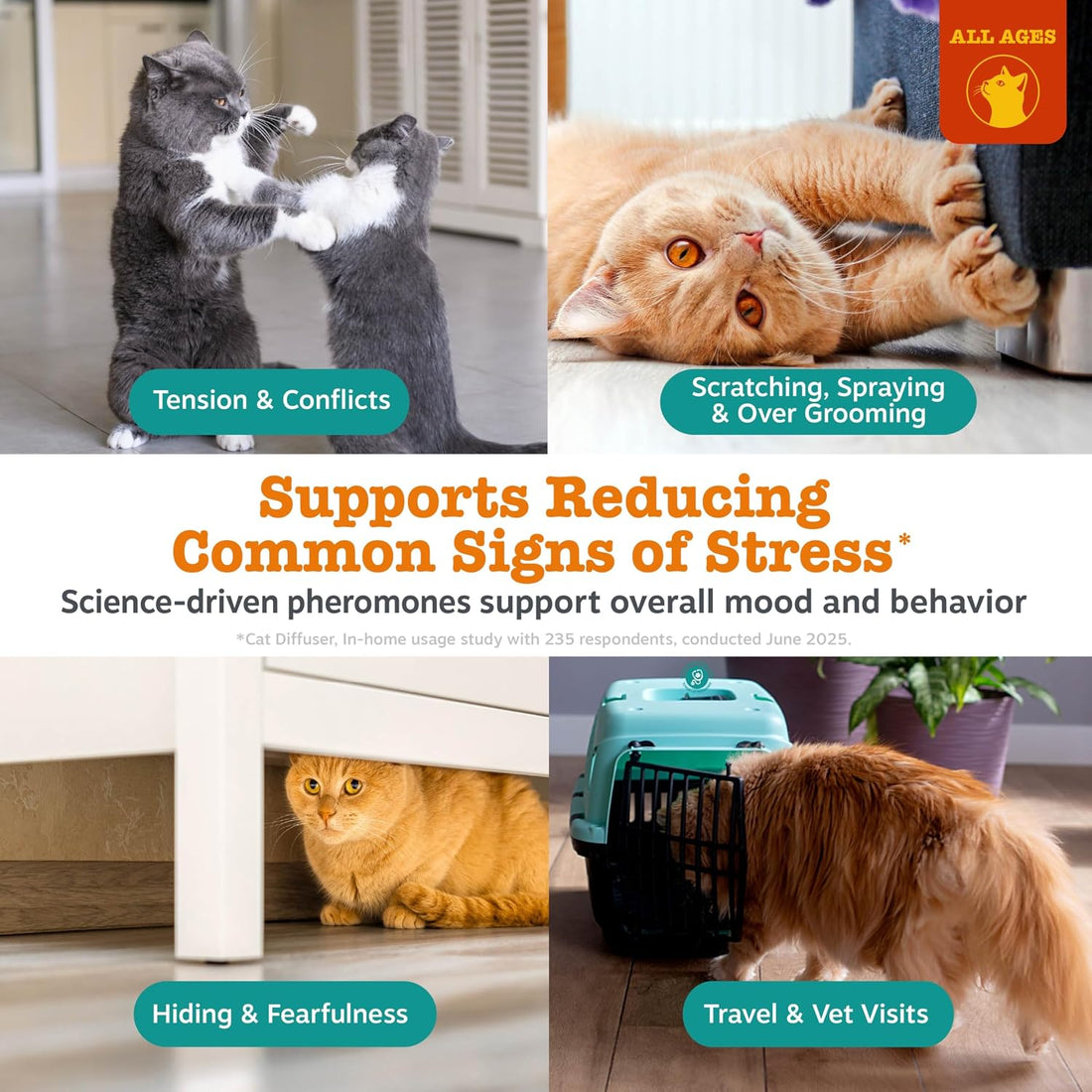 Zesty Paws Cat Calming Diffuser - Cat Pheromones, 3 Pack Refill