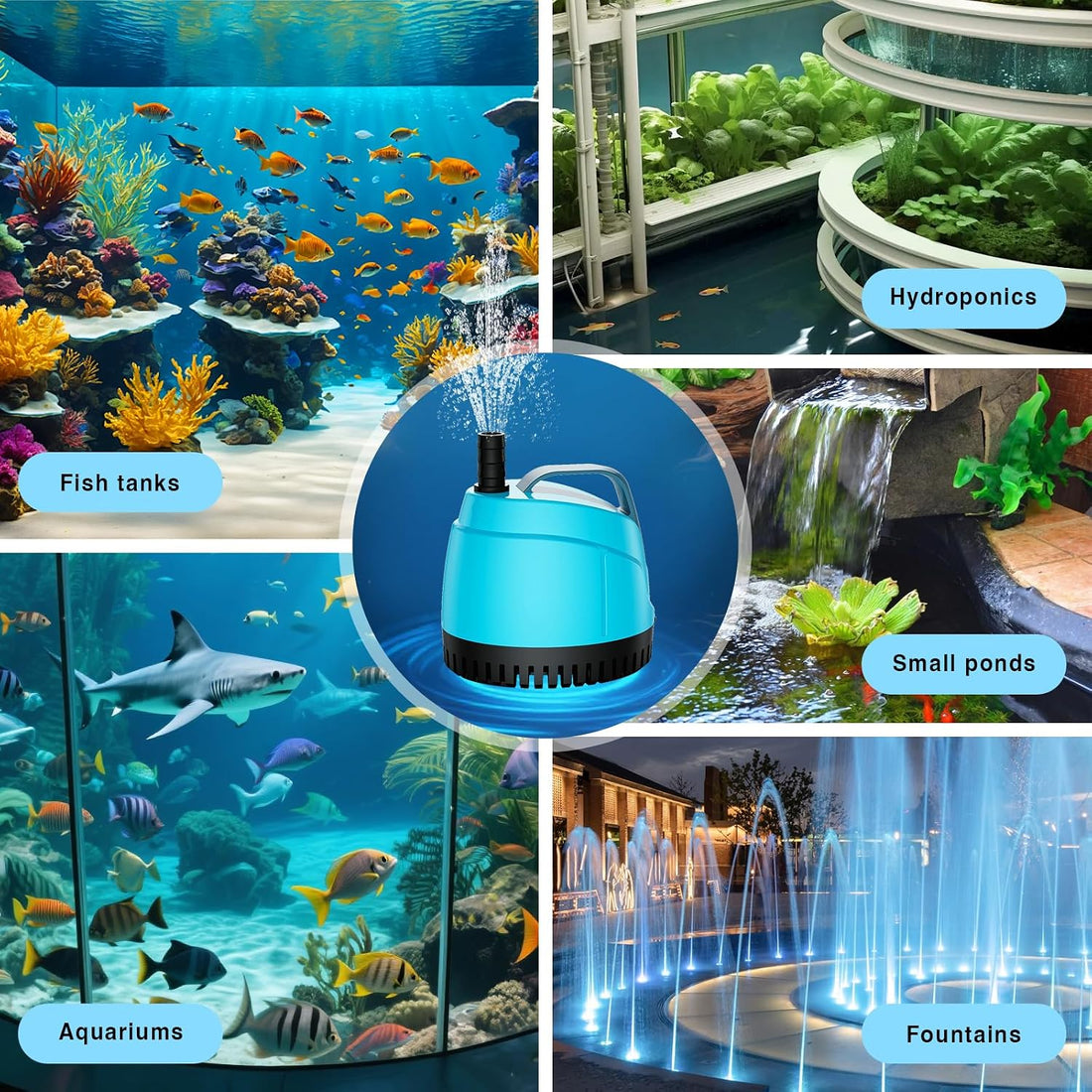 210GPH Submersible Water Pump Ultra Quiet,Bottom Suction Aquarium