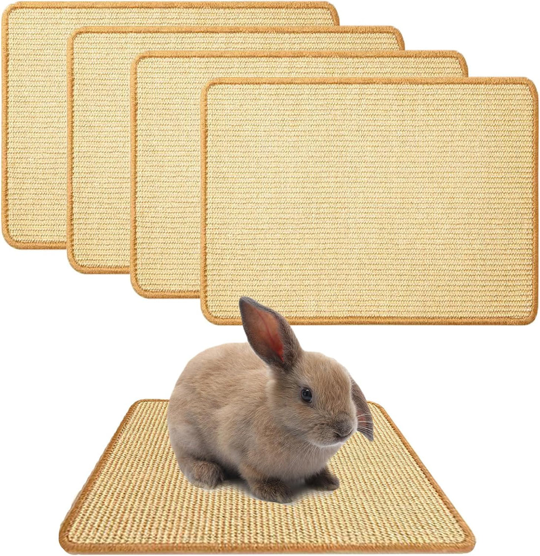 2PCS Rabbit Scratch Mat, Natural Bunny Pad Claws and Teeth Care, 16x12