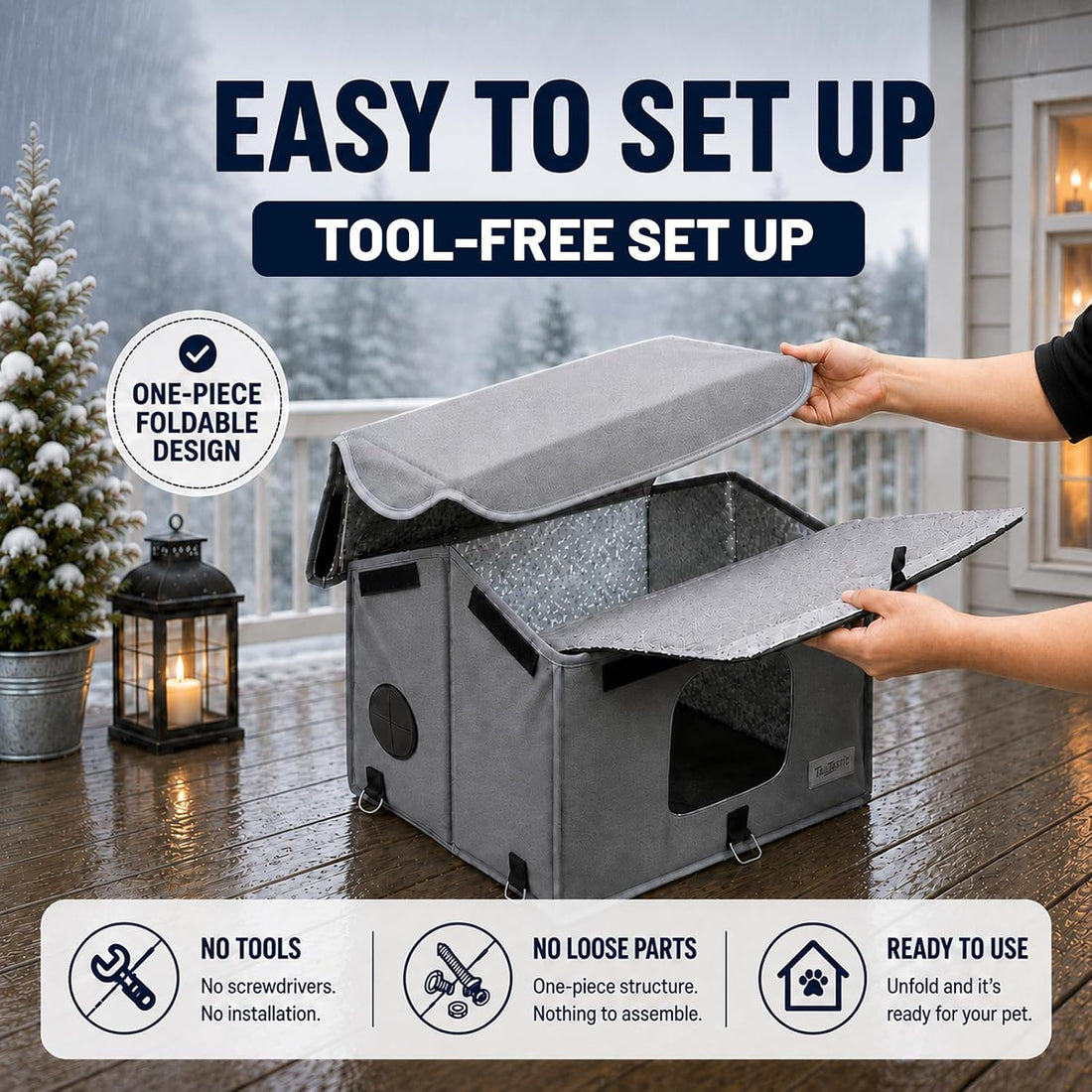 Tailtastic Heated Outdoor Cat House 1-Piece No-Assembly Elevated
