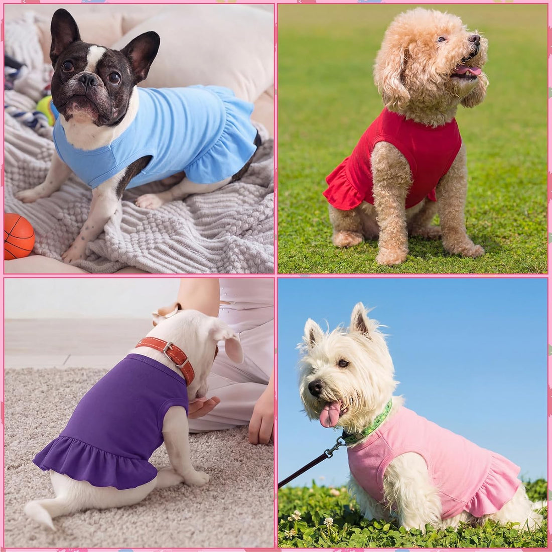Weewooday 6 Pieces Dog Dresses Cats Shirt Skirt Dog Sleeveless