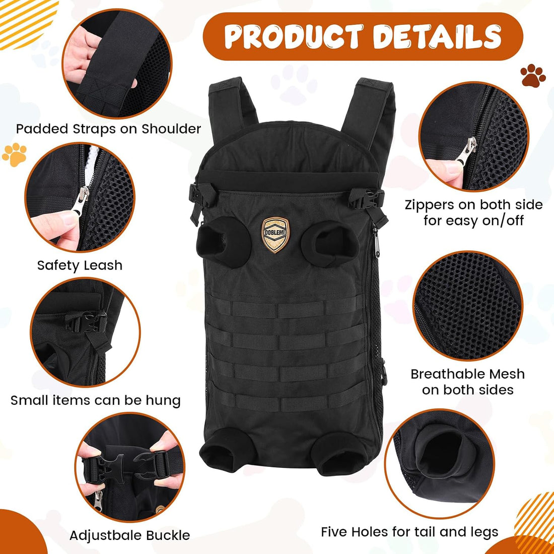 Dog Carrier Tactical Backpack for Medium Large 26-40lbs