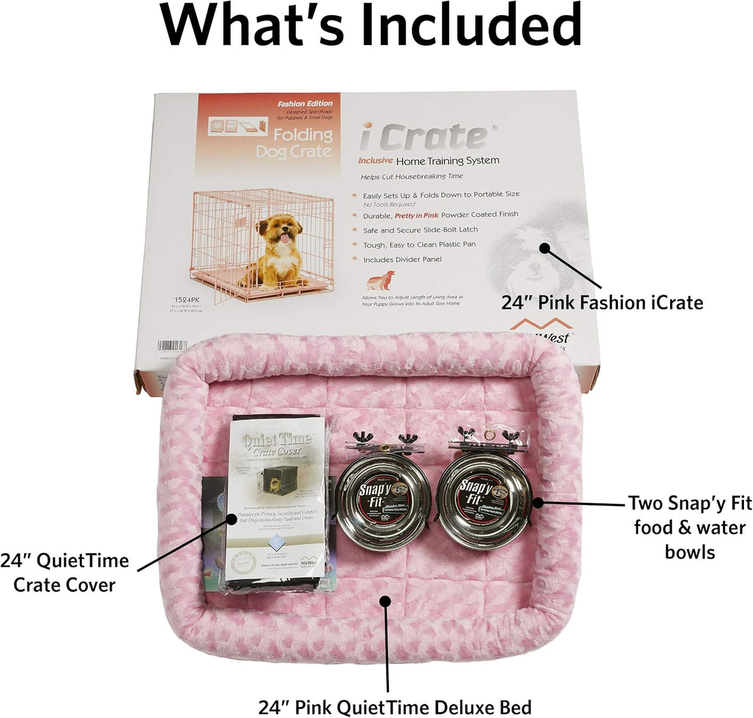 MidWest Homes for Pets Pink Fashion iCrate Starter Kit