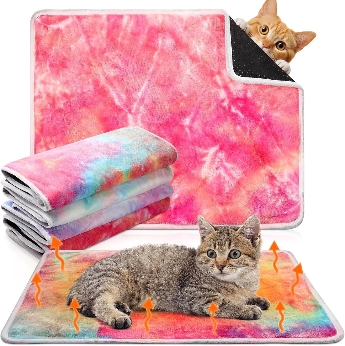 4 Pack Self Heating Cat Pad Self Warming Dog Mat, Star, 16 x 20 Inch