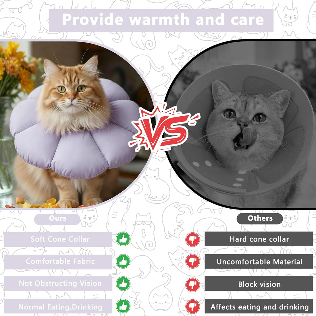 Soft Cat Cone Collar After Surgery,Cat Recovery Collar