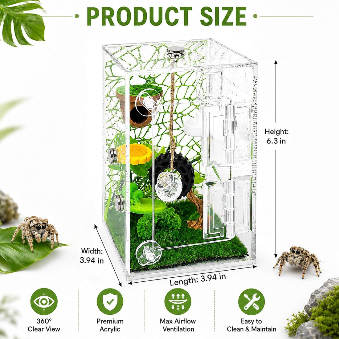 Jumping Spider Enclosure Accessories Kit,Transparent Spider