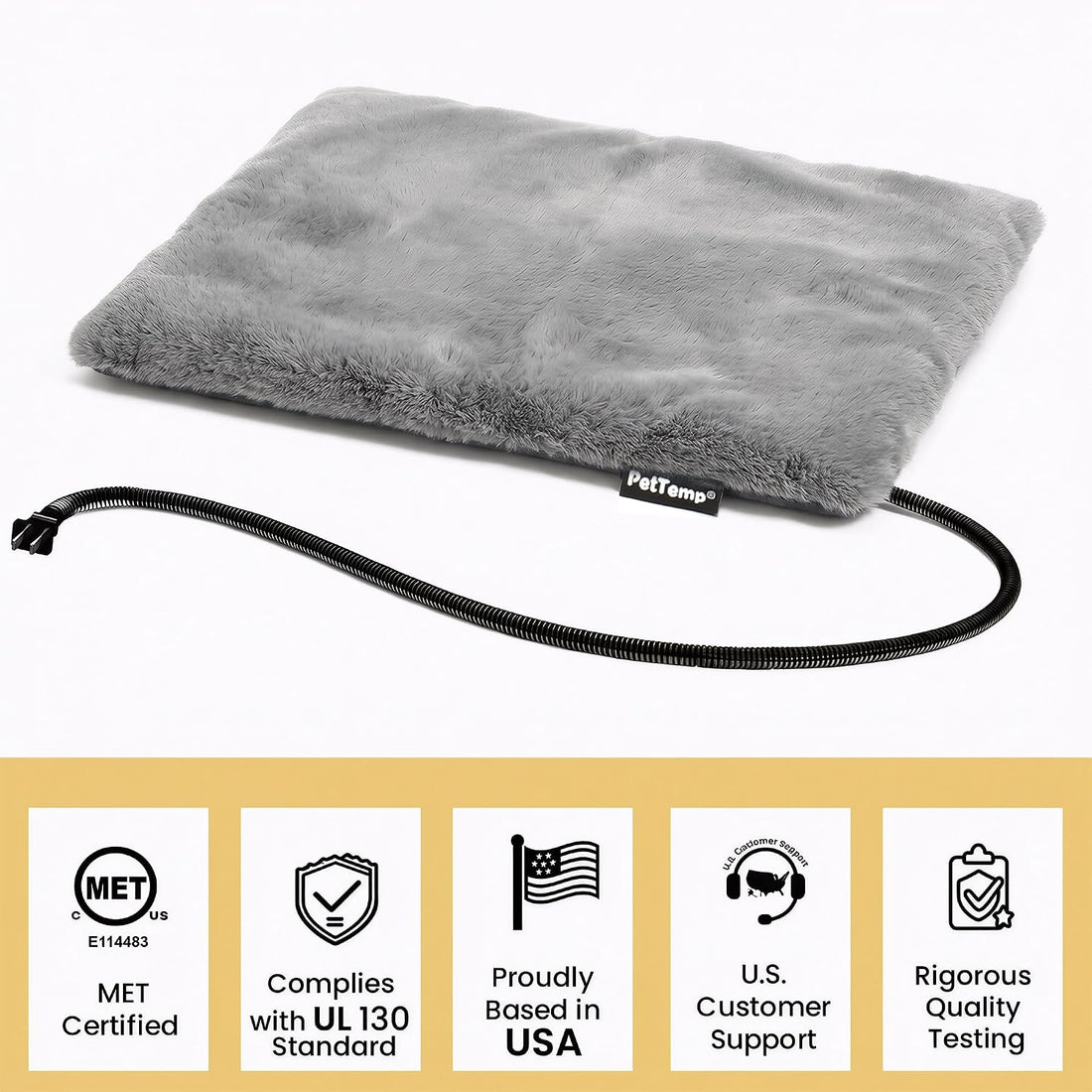 Cat Heating Pad, Heated Cat Bed, MET Safety Listed, Constant Warmth