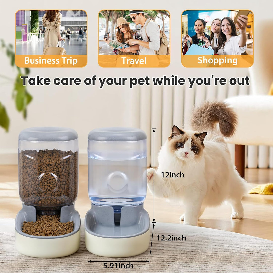 2 Pack Automatic Cat Feeder and Water Dispenser Pet Dog Gravity Feed