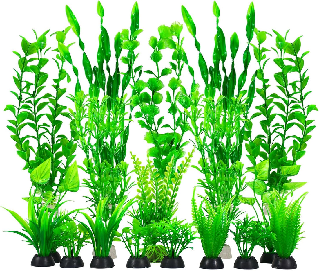 Artificial Aquarium Plants Set, Plastic Fish Tank Decorations
