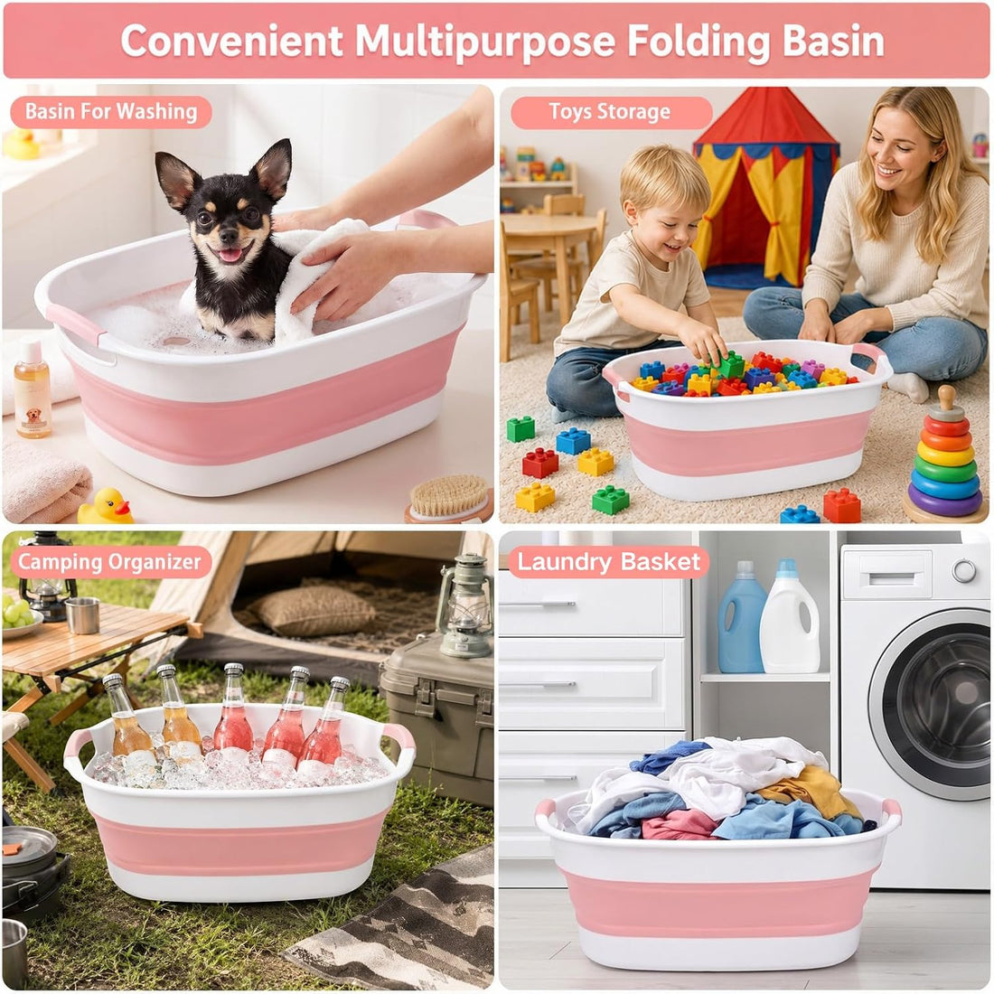Coloch Collapsible Pet Bath Tub, Dog Bathtub with Drain Plug&Handle