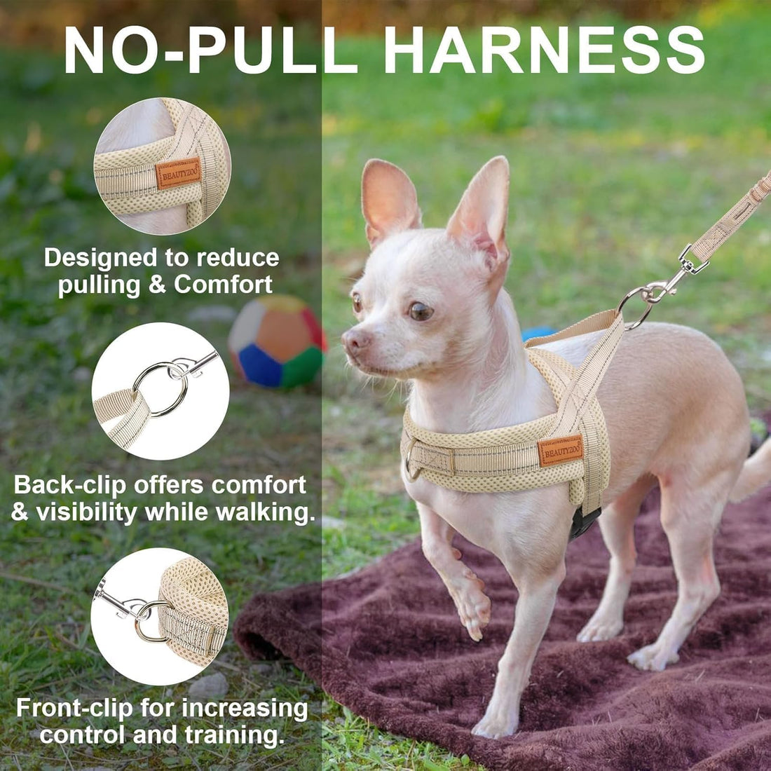 BEAUTYZOO Dog Harness Medium Sized and Leash Set