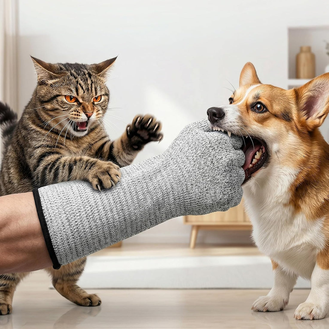 Pet Handling Gloves - Extra Long Cat Grooming Arm Sleeves