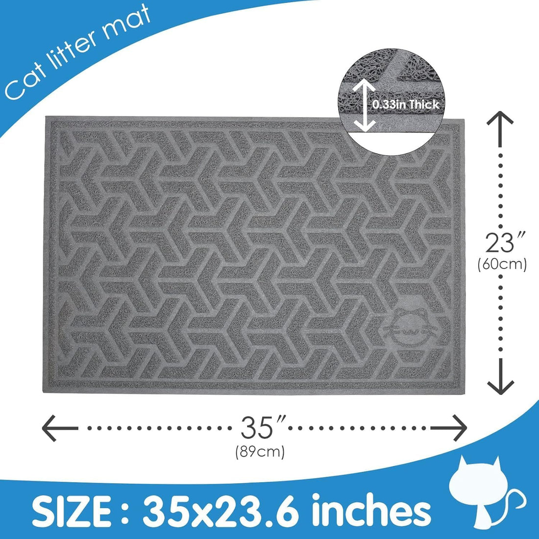 UPSKY Waterproof Cat Litter Mat Large 35" x 24" Soft on Kitty Paws