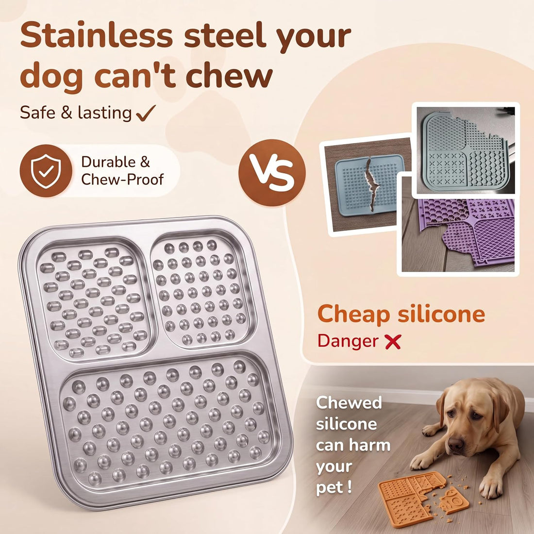 Stainless Steel Lick Mat for Dogs & Cats