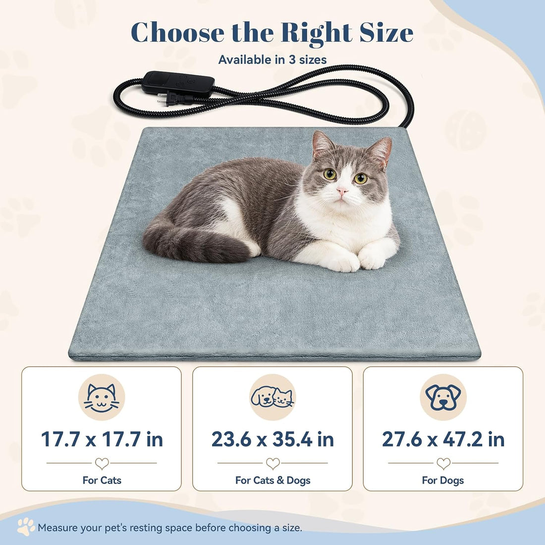 Verla Pet Heating Pad for Cats & Dogs with Timer, 6 Heat Levels