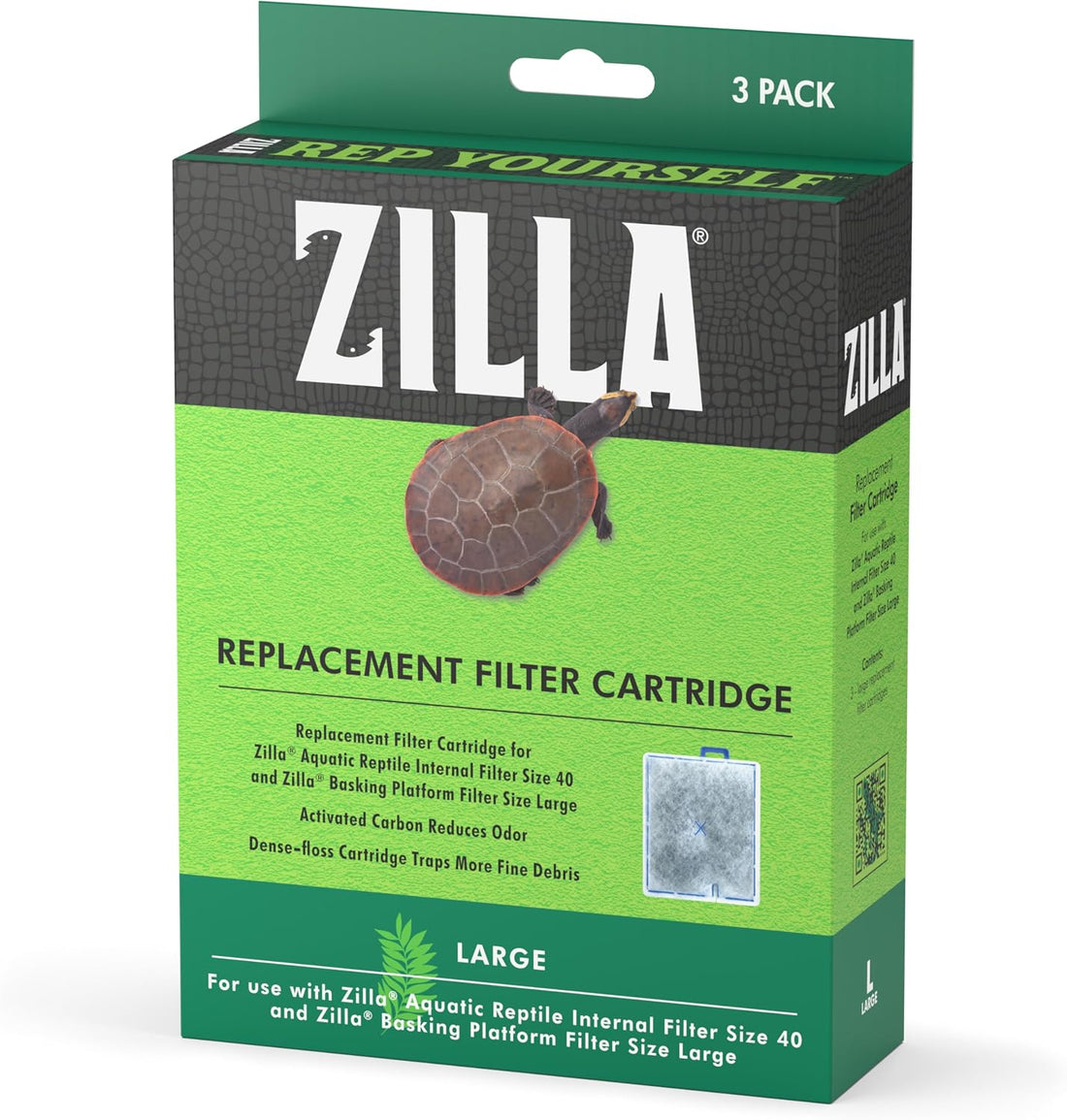 Zilla Reptile Pet Terrarium Water Filter Replacement Cartridge, Large