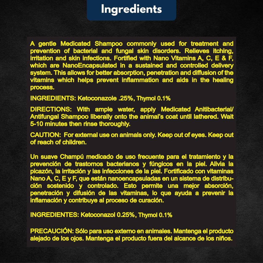 E3 Antifungal Ketoconazole and Thymol Skincare Shampoo for Horses