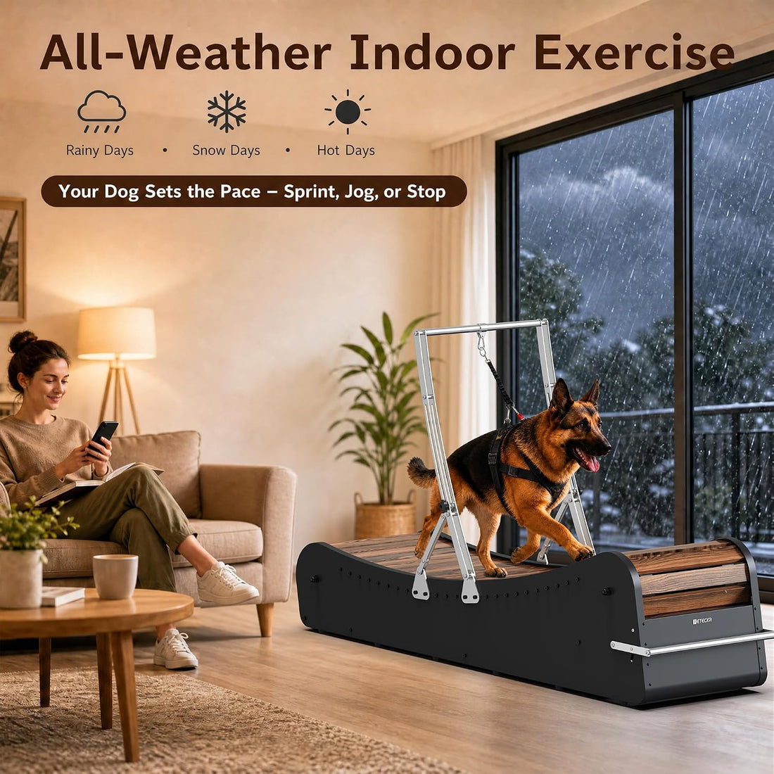 Curved Wooden Dog Treadmill, Zero Assembly, Ready to Use