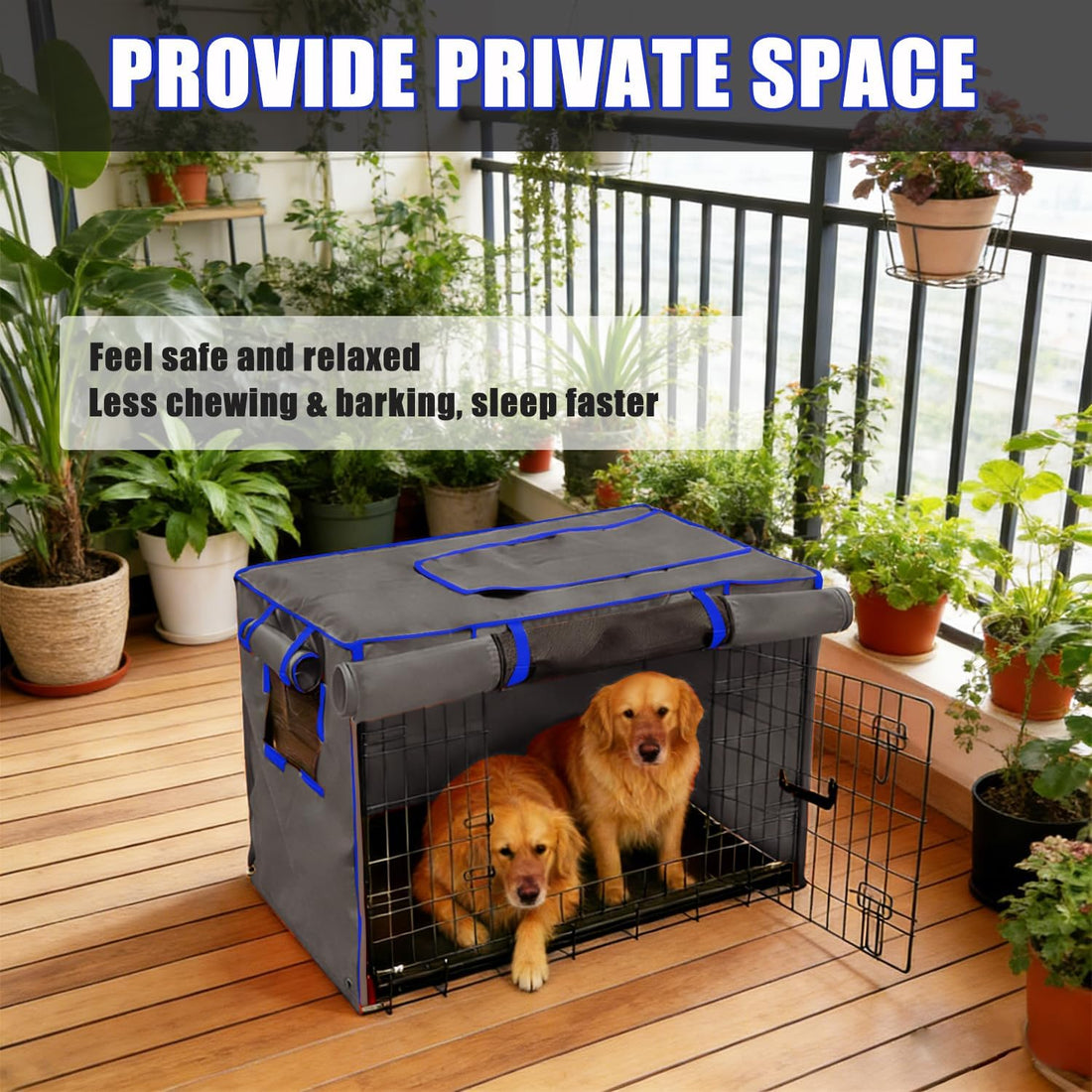 48-Inch Grey Dog Crate Cover, Light-Blocking Roller Shade -Cover Only
