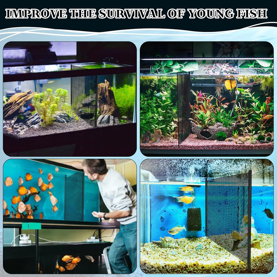 8Pcs Plastic Mesh Canvas Sheets Embroidery Aquarium Fish Tank Divider